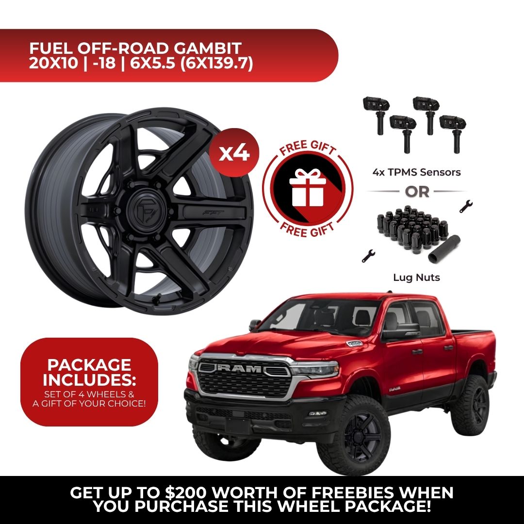 Fuel FC892 Gambit 20x10 6x139.7 4pcs | Fits RAM 1500 | Free TPMS Sensors or Lug Nuts
