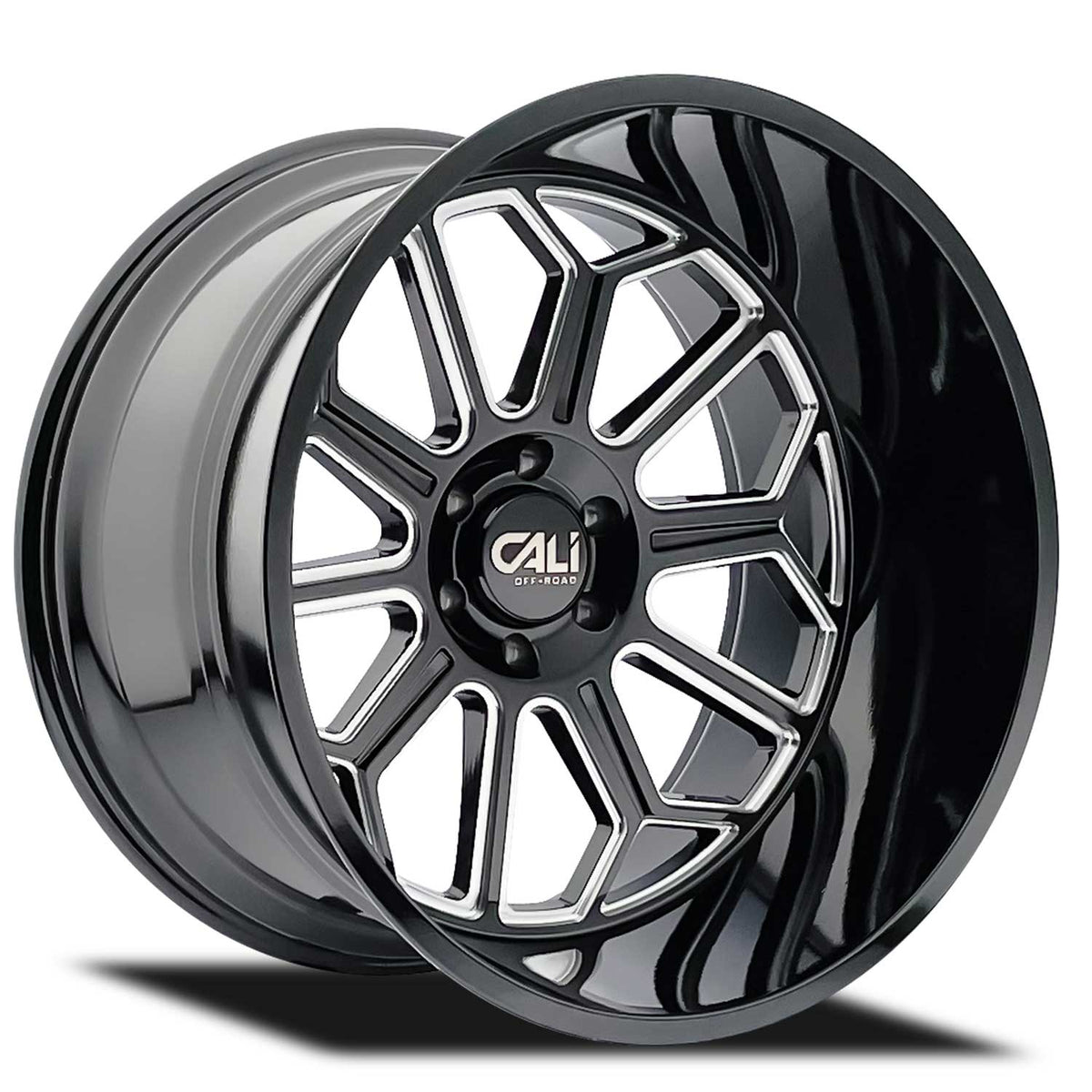 Cali Off-Road Auburn - 24x14 -76mm 8x180 Gloss Black Milled Wheel | 9117-24478BM