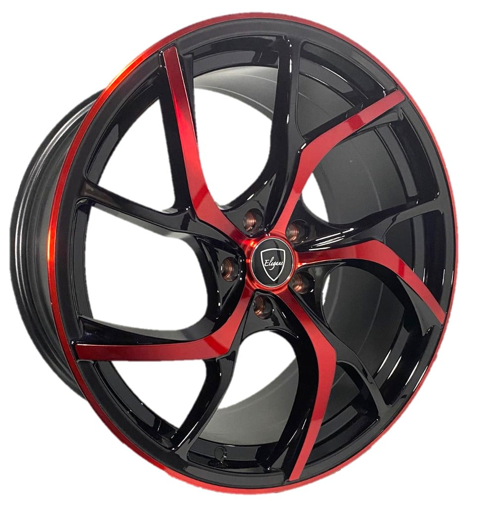 Elegant E008 18x8.5 35 5x114.3/Gloss Black Candy Red Face