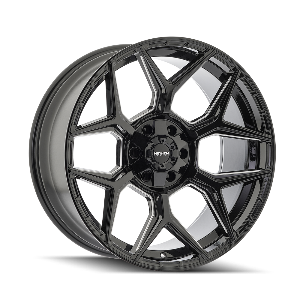 Mayhem 8119 Vanquish - 22x10 -19mm 6x135, 6x139.7 Gloss Black Milled Wheel | 8119-22137M