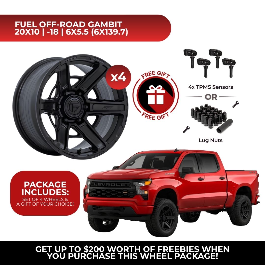 Fuel FC892 Gambit 20x10 6x139.7 4pcs | Fits Chevy Silverado 1500 | Free TPMS Sensors or Lug Nuts