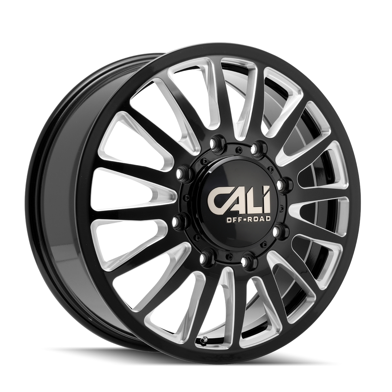 CALI OFF-ROAD SUMMIT DUALLY 9110D 20X8.25 115MM 8x165.1 FRONT GLOSS BLACK/MILLED SPOKES