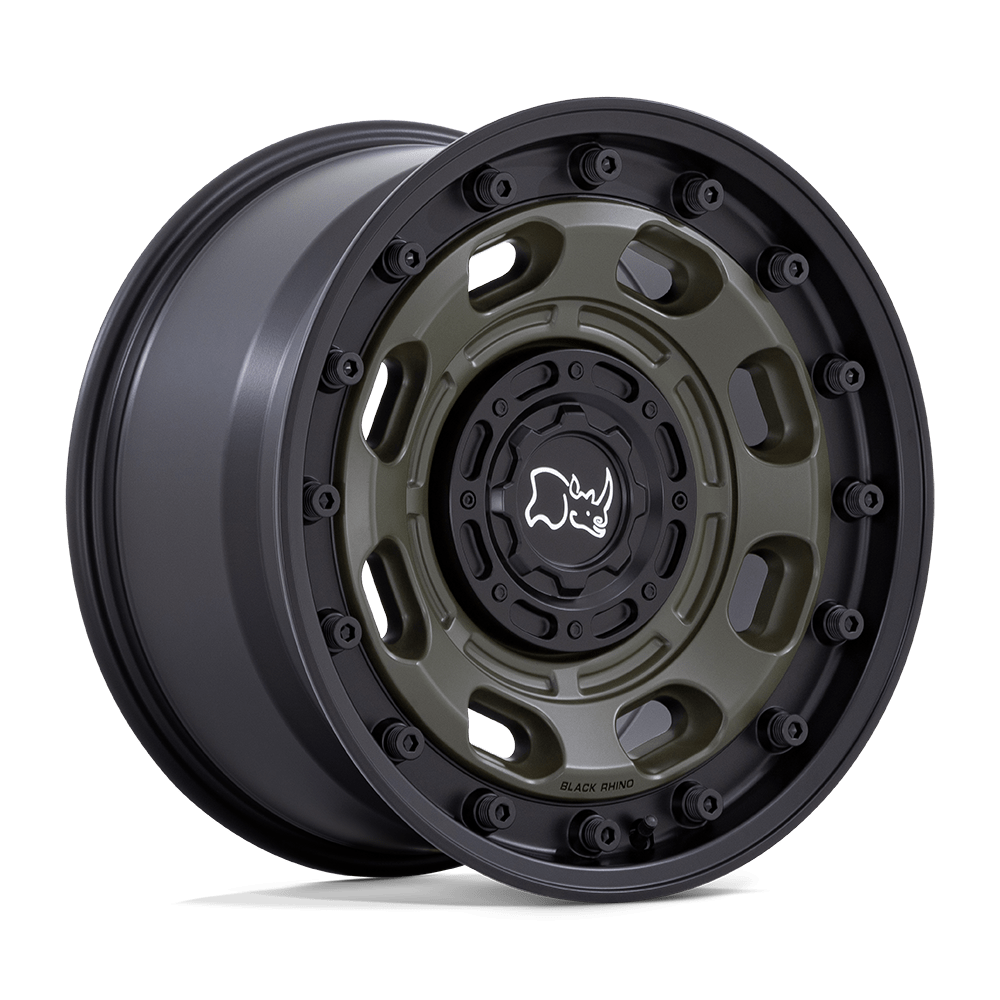 BLACK RHINO ATLAS 17X8 38 6X130 OLIVE DRAB GREEN WITH BLACK LIP