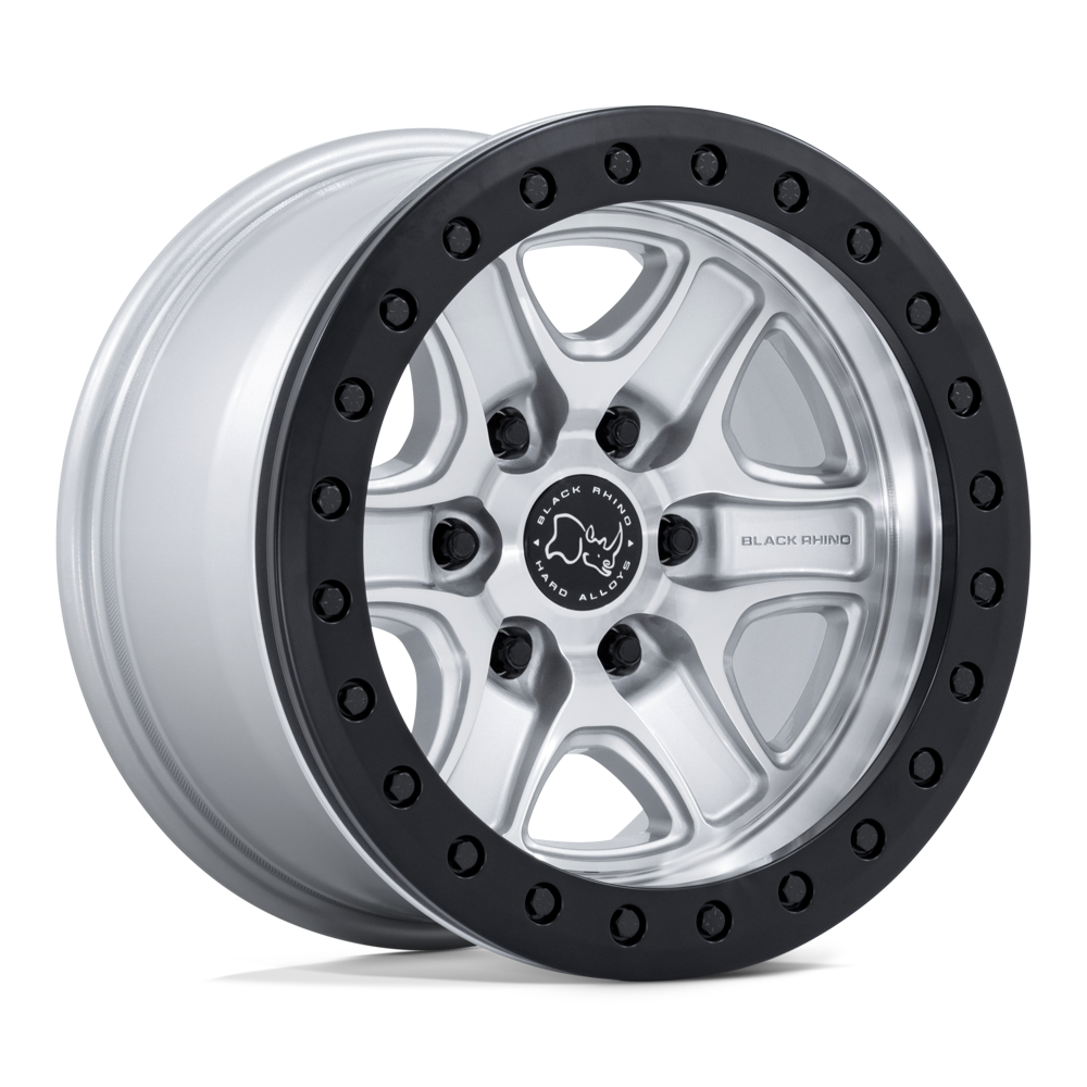 Black Rhino Hard Alloys BR200 ECHO TRAIL LOCK BEADLOCK - 17x8.5 0mm 6x139.7 HYPER SILVER W/ MACHINED FACE Wheel | BR200SD17856800