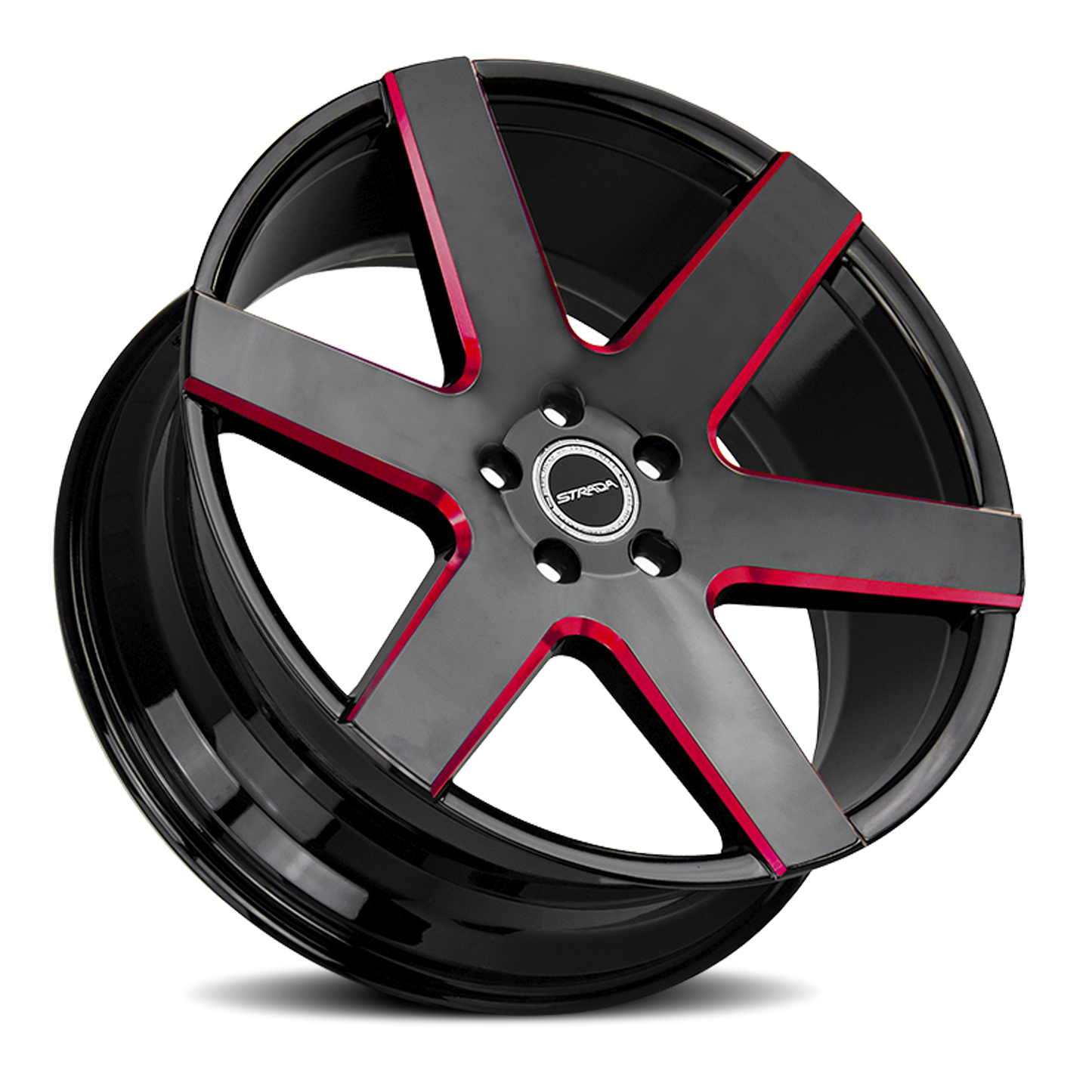 STRADA S60 CODA 22X9.5 15MM 5X115 GLOSS BLACK CANDY RED MILLED | S60251515GBMLR