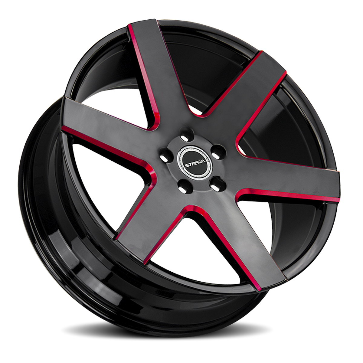 STRADA S60 CODA 20X8.5 35MM 5X112 GLOSS BLACK CANDY RED MILLED | S60051235GBMLR