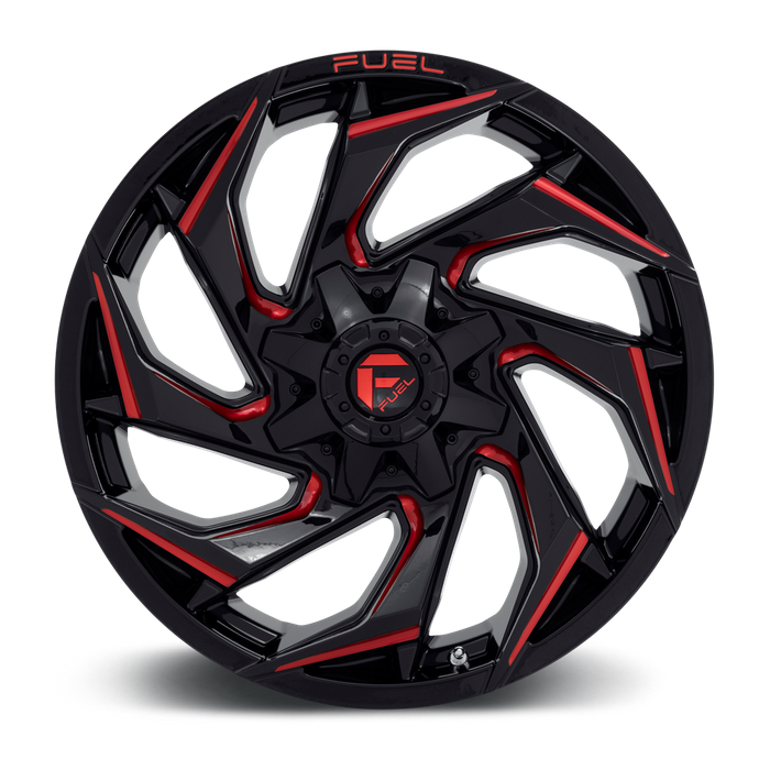 Fuel 1PC D755 REACTION 20X10 -18 5X139.7/5X150/5X5.5/150 Gloss Black Milled With Red Tint