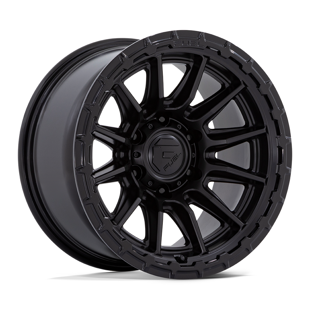FUEL 1PC FC866 PISTON 22x10 -18 6x135 BLACKOUT W/ GLOSS BLACK LIP