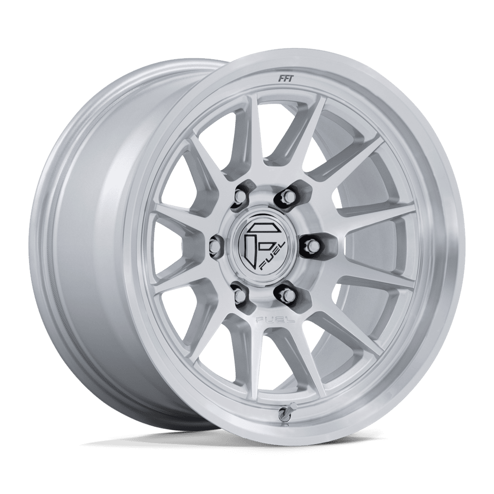 FUEL 1PC FC902 SPUR 17X9 -12 6X139.7 GLOSS SILVER W/ MACHINED FACE