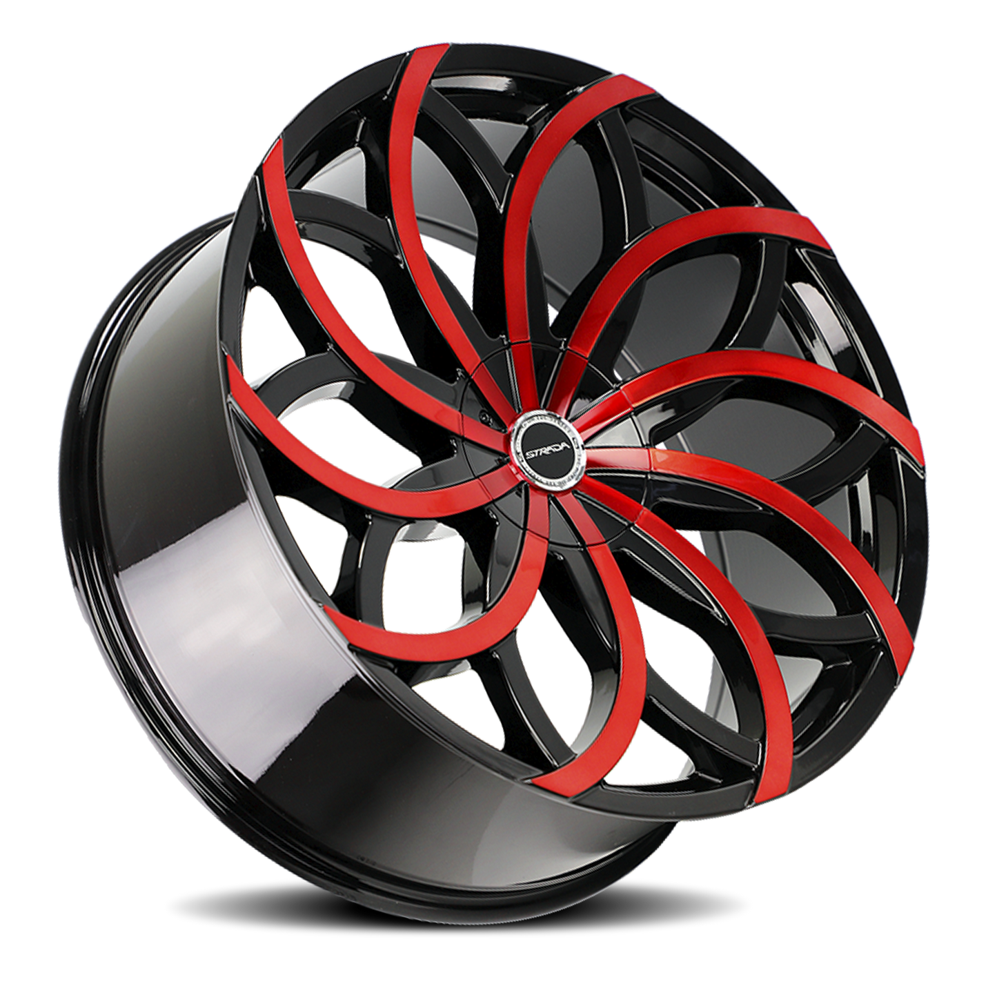 STRADA S61 HURACAN 24X10 15MM 5X115/5X120 GLOSS BLACK CANDY RED MACHINE | S61450115GBMR