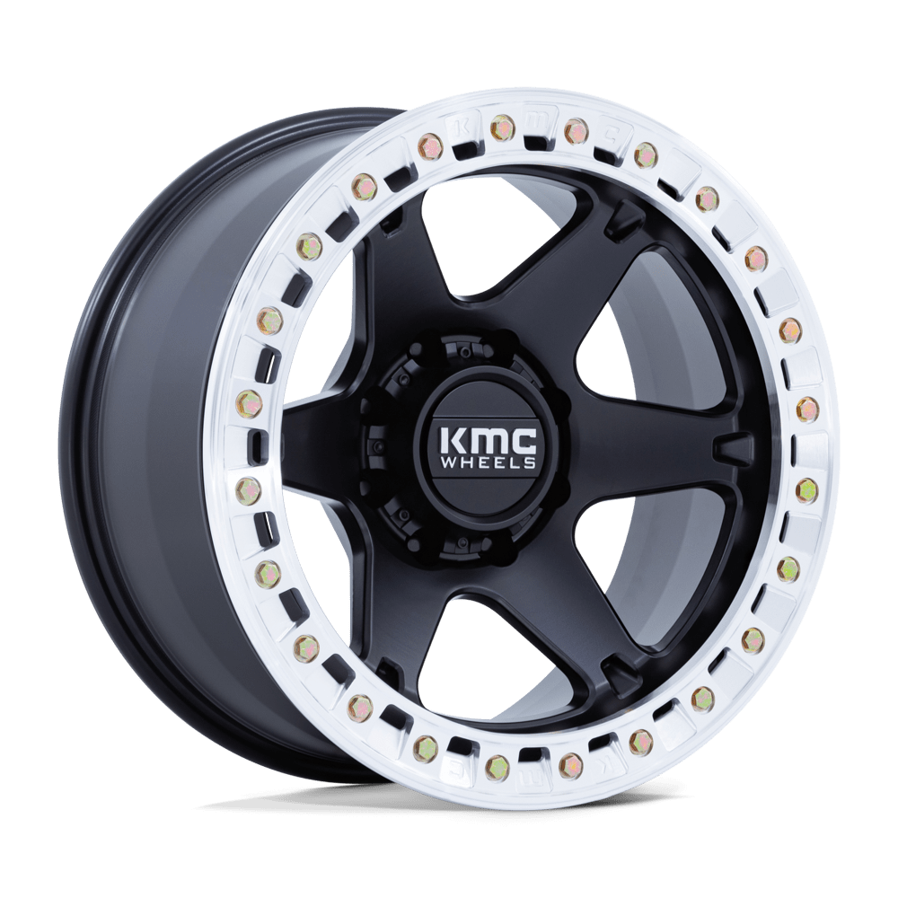 Kmc KM238 VI BEADLOCK - 20x10 -48mm Blank SATIN BLACK W/ MACHINED RING Wheel | KM238MD20100L48N