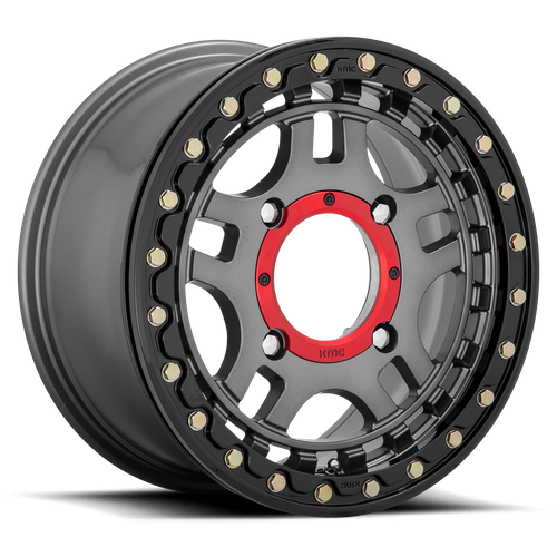 KMC Powersports KS240 RECON BEADLOCK 15X7 38 4X156/4X156 Gun Metal With Gloss Black Ring