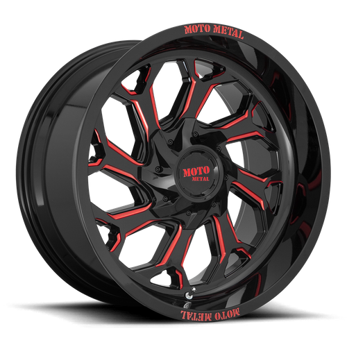 Moto Metal MO999 20X10 -18 6X135/6X5.3/6X139.7/6X5.5 Gloss Black Milled With Red Tint