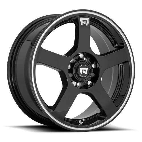 Motegi MR116 FS5 17X7 40 5X112/5X114.3/5X112/4.5 Gloss Black Machined Flange