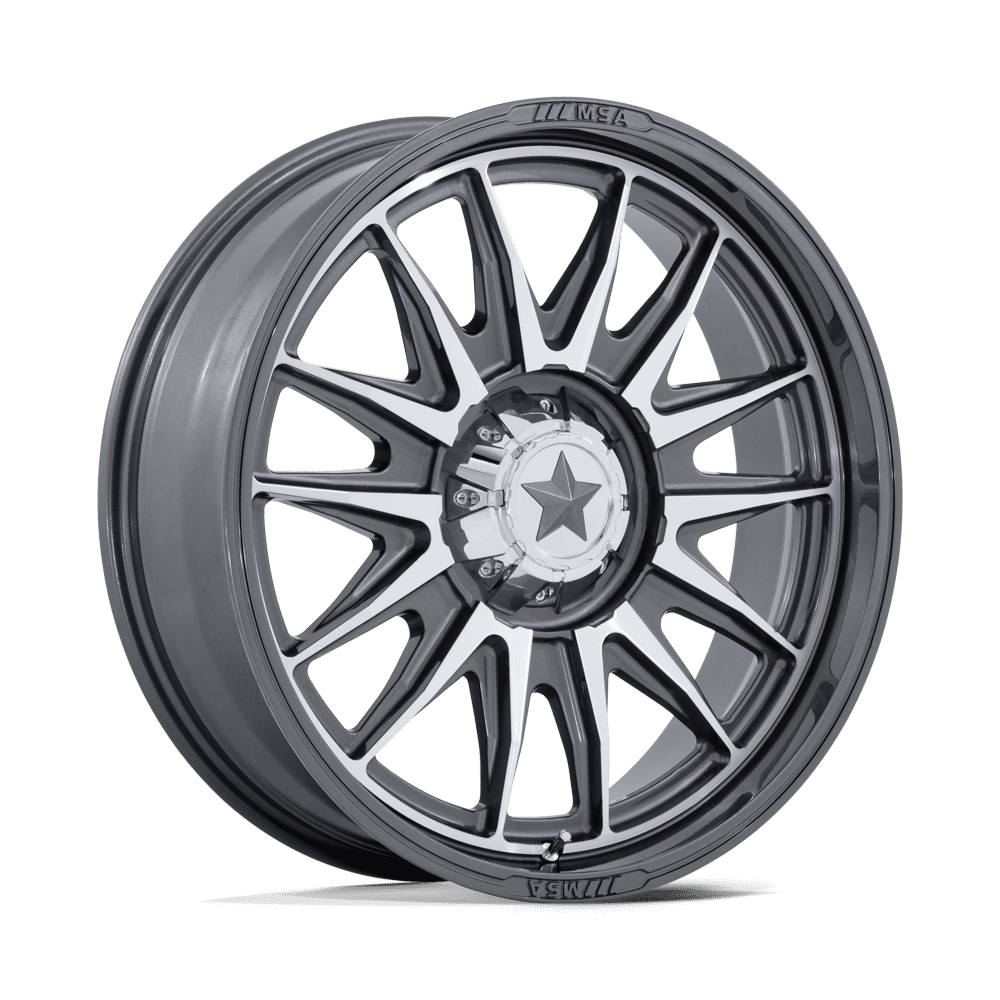 MSA OFFROAD WHEELS M55 COMMANDER UTV 22X7 0 4X137/4X156 PLATINUM W/ MACHINED FACE