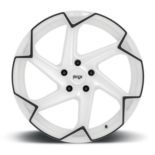 Niche 1PC M257 FLASH 20X10.5 35 5X120/5X4.72 Gloss White With Black
