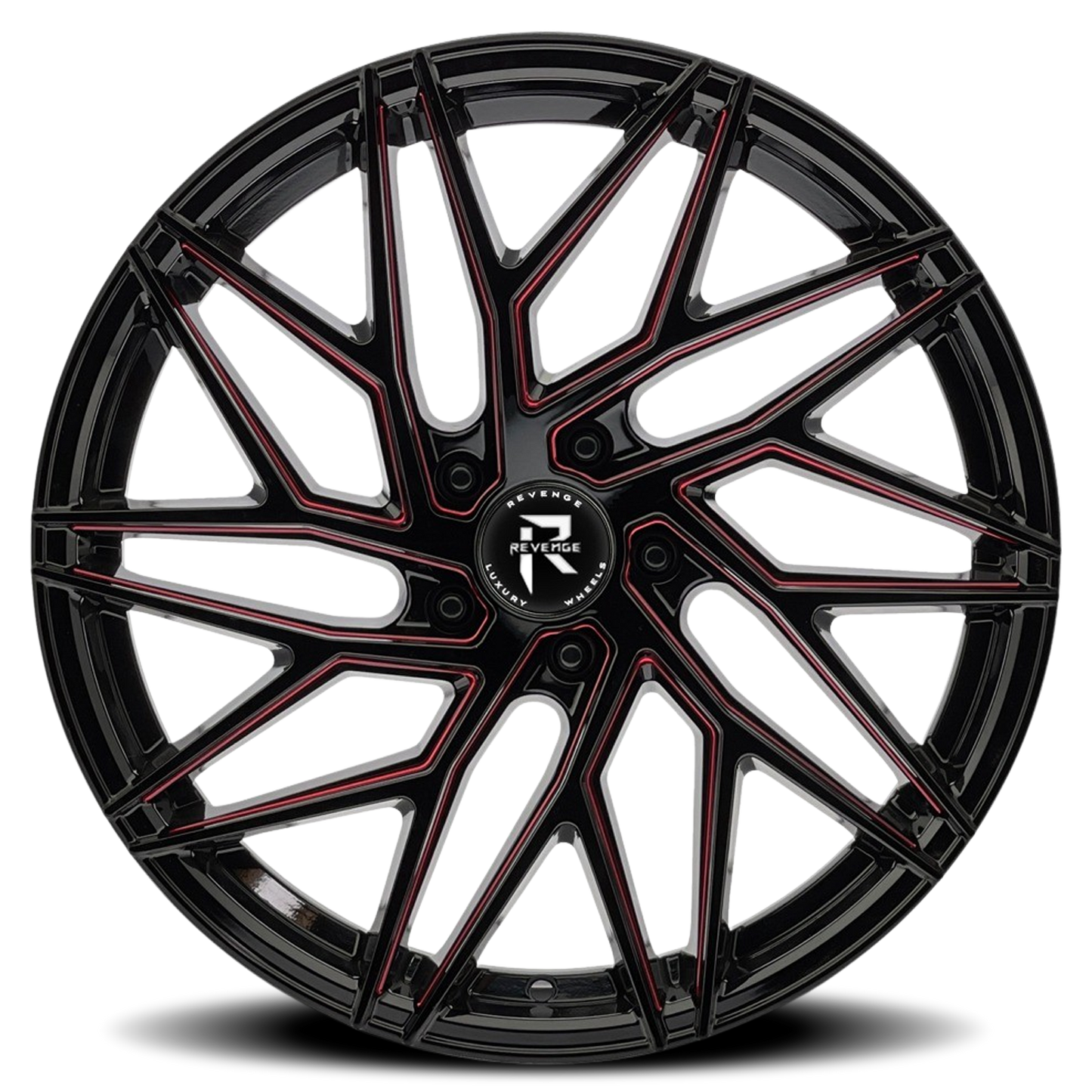 REVENGE LUXURY RL-102 22X9 35 5X120 BLACK RED MILLED
