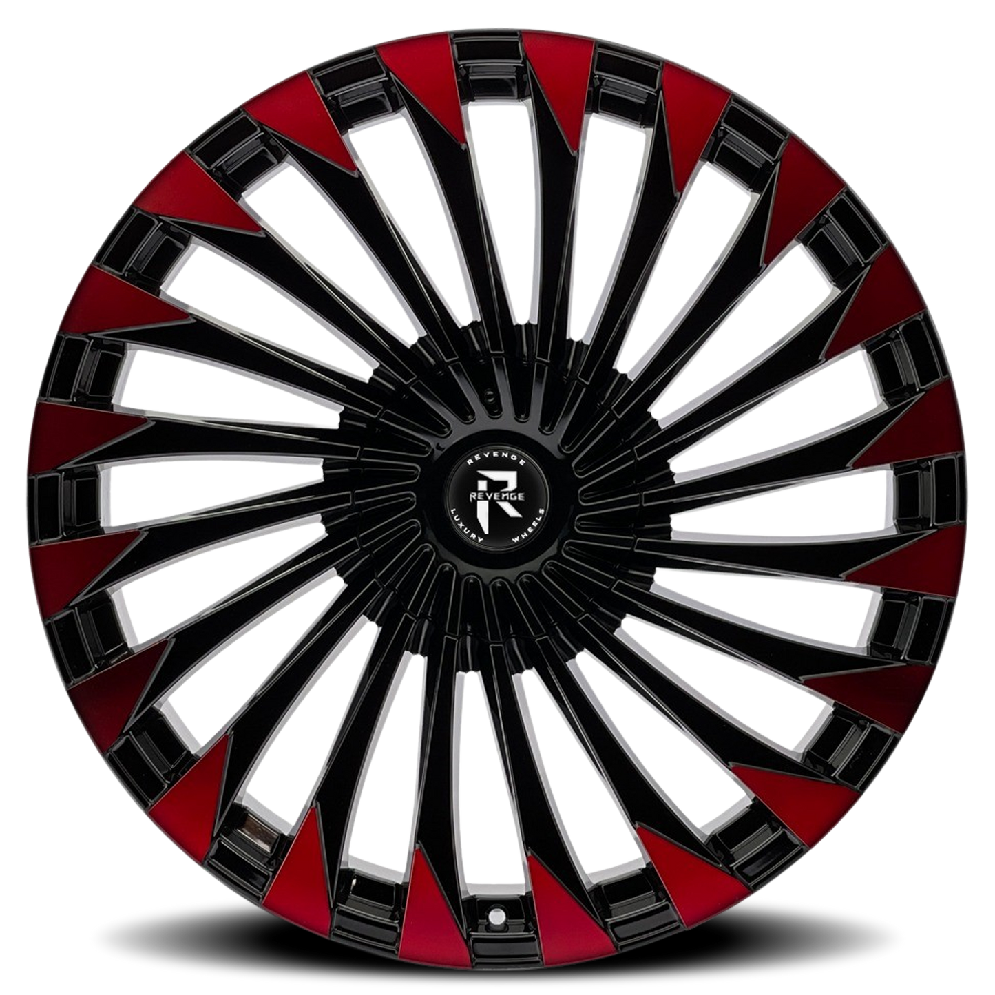 REVENGE LUXURY RL-106 20X8.5 35 5X108/5X114.3 BLACK RED FACE