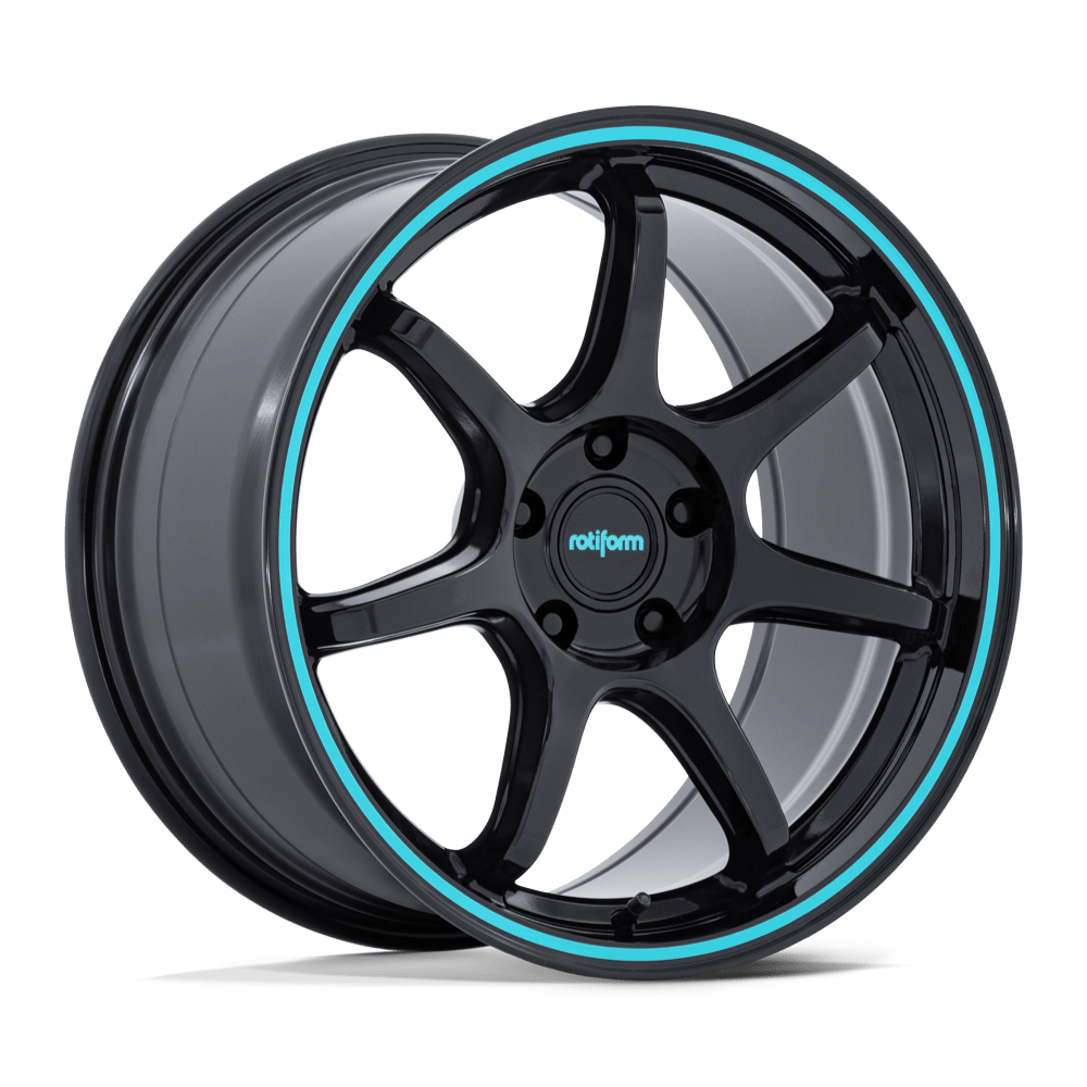 ROTIFORM RC208 BPU 19x9.5 30 5x112 GLOSS BLACK W/ TEAL STRIPE