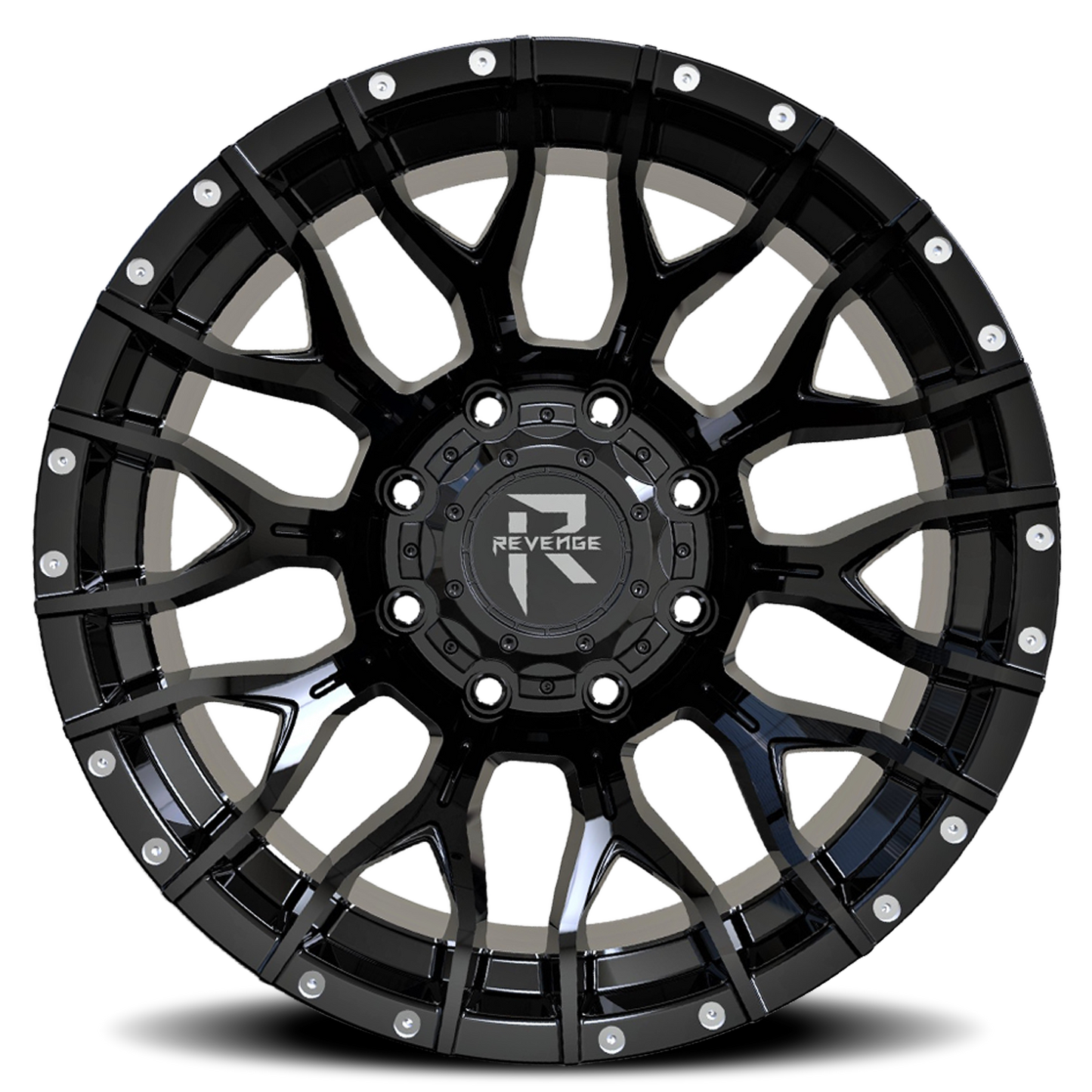 REVENGE OFFROAD RV201 20X10 -19 8X170 SATIN BLACK RIVETS