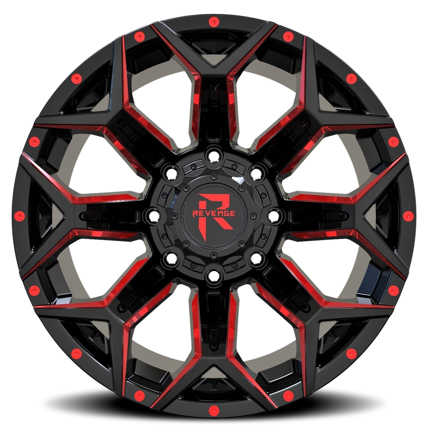 REVENGE OFFROAD RV202 22X10 -19 6X135/6X139.7 BLACK RED MILLED
