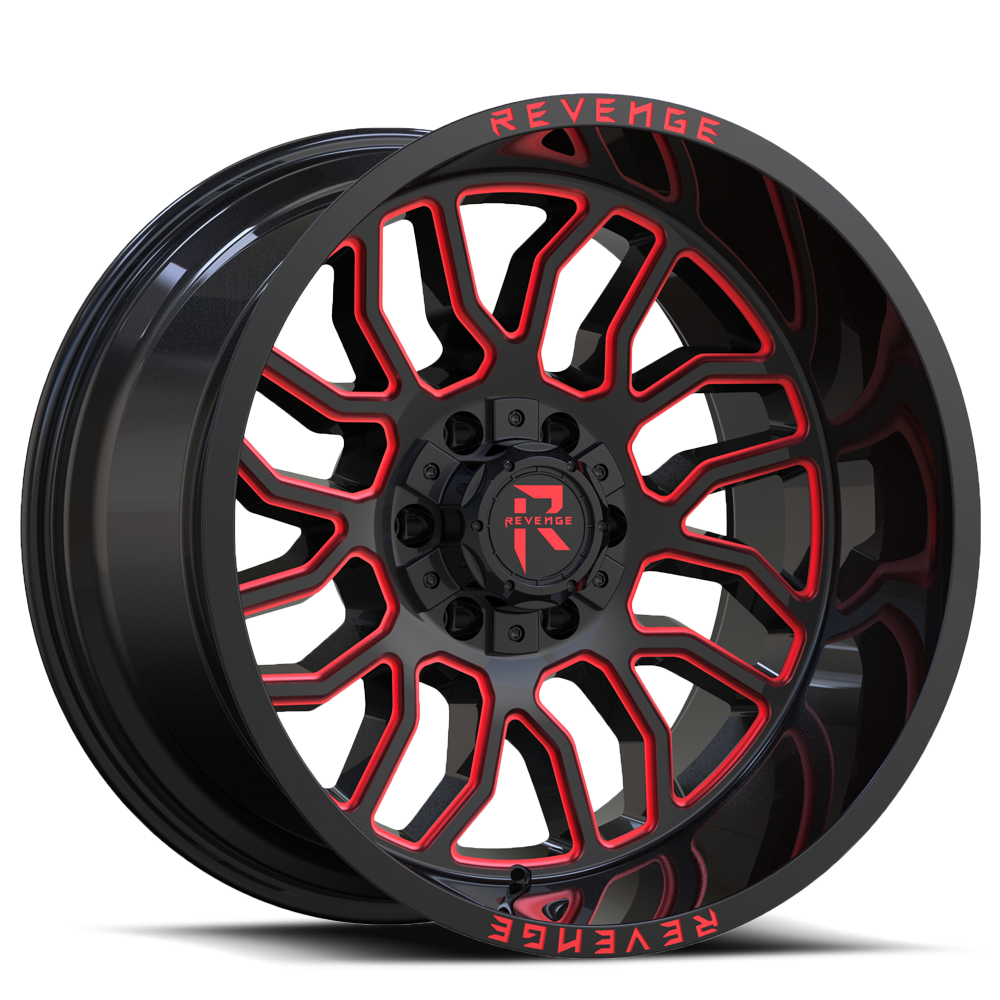 REVENGE OFFROAD RV205 22X12 -44 5X127/5X139.7 BLACK RED MILLED