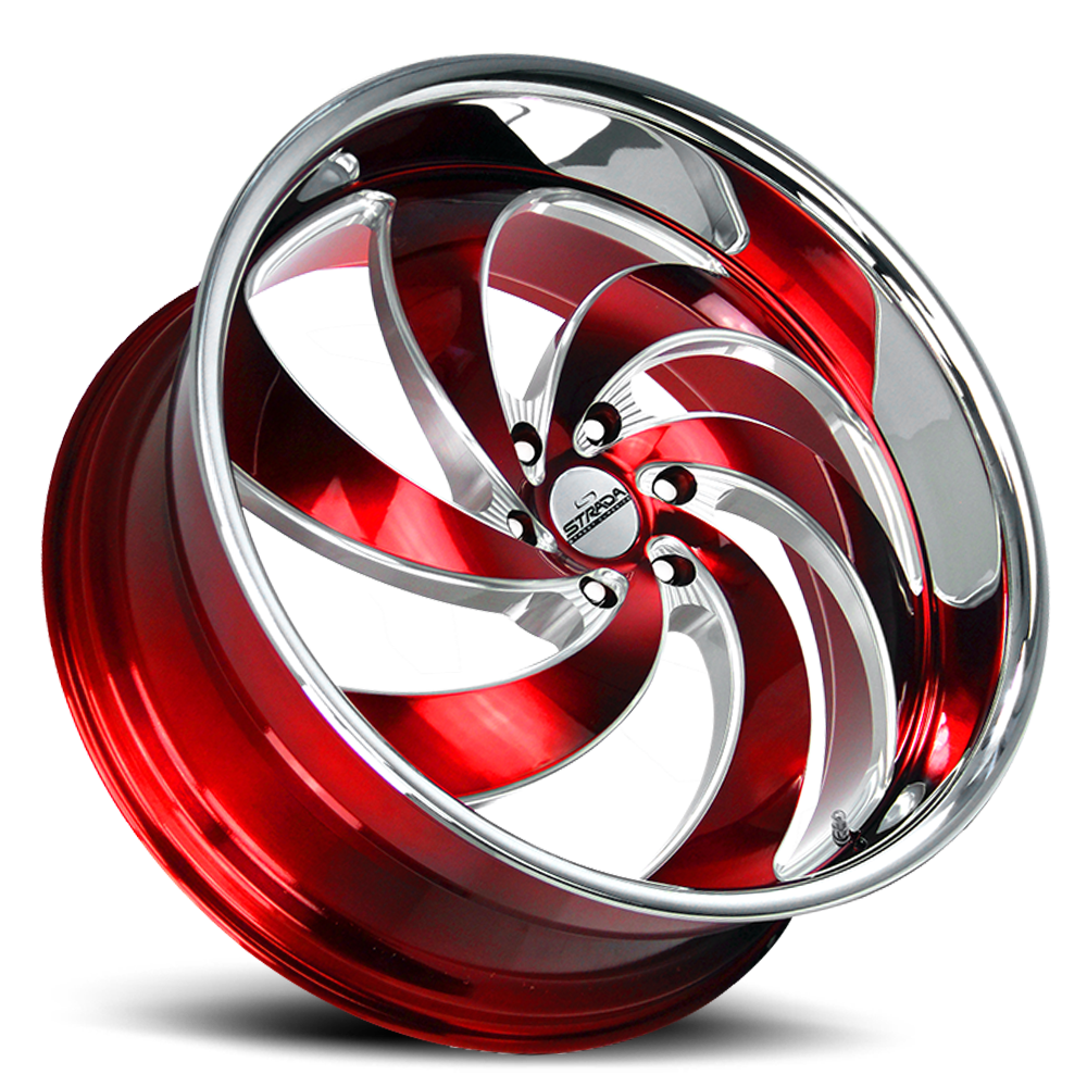 STRADA STREET CLASSICS C06 RETRO 6 24X10 25MM 5X120 CANDY RED MILLED SS LIP | C06452025RMLSS