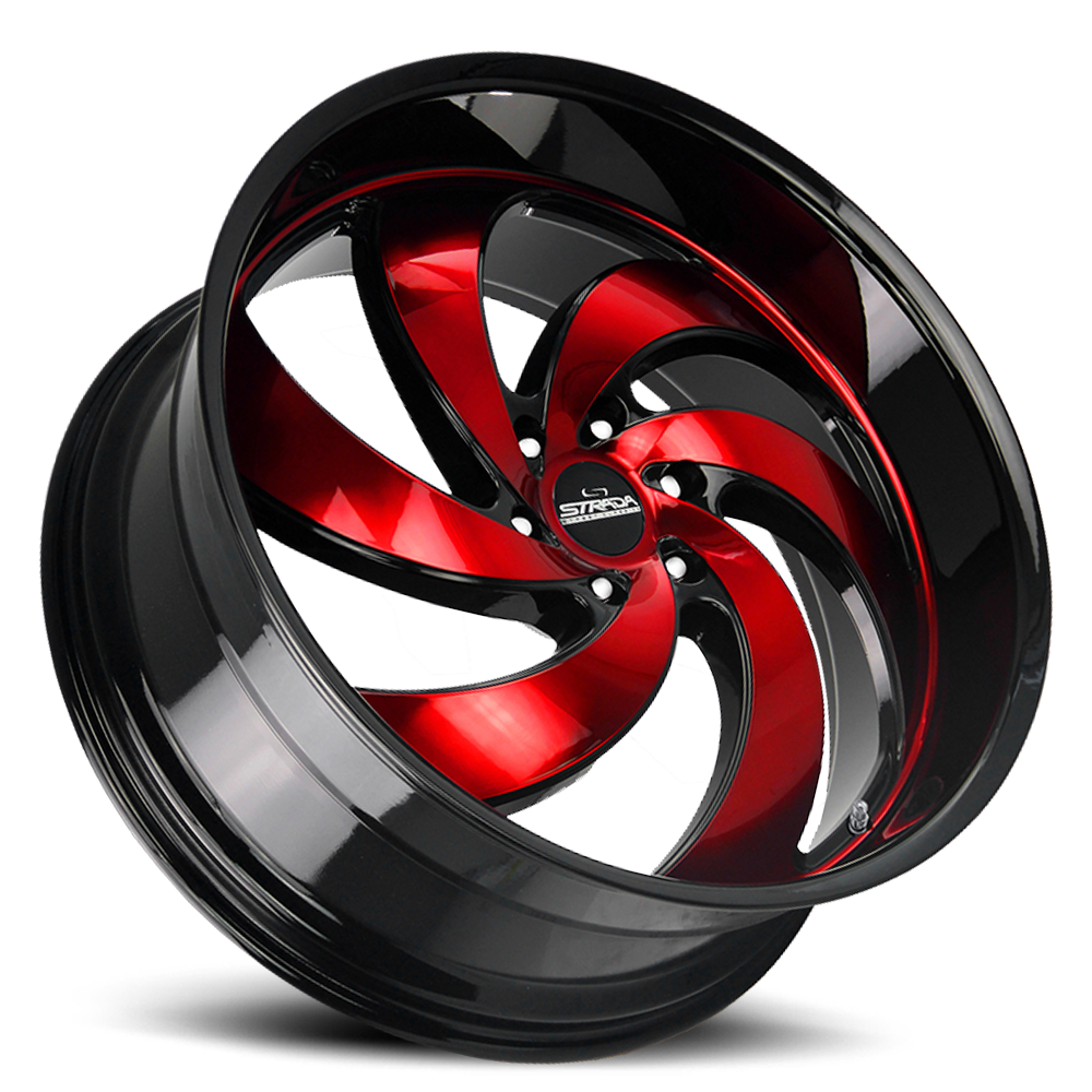 STRADA STREET CLASSICS C06 RETRO 6 24X10 24MM 6X139.7 GLOSS BLACK CANDY RED MACHINE | C06463924GBMR