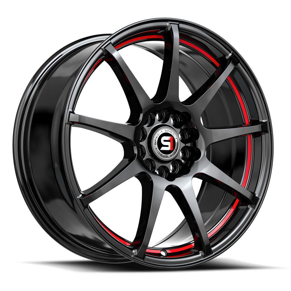 SPEC-1 SP-67 17X7.0 42 5X114.3/5X120 GLOSS BLACK & RED LINE