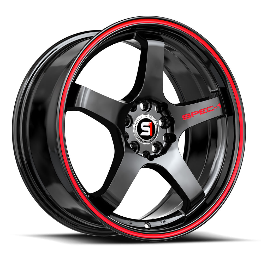 SPEC-1 SPT-31 20X9.0 38 5X112/5X114.3 GLOSS BLACK & RED LINE