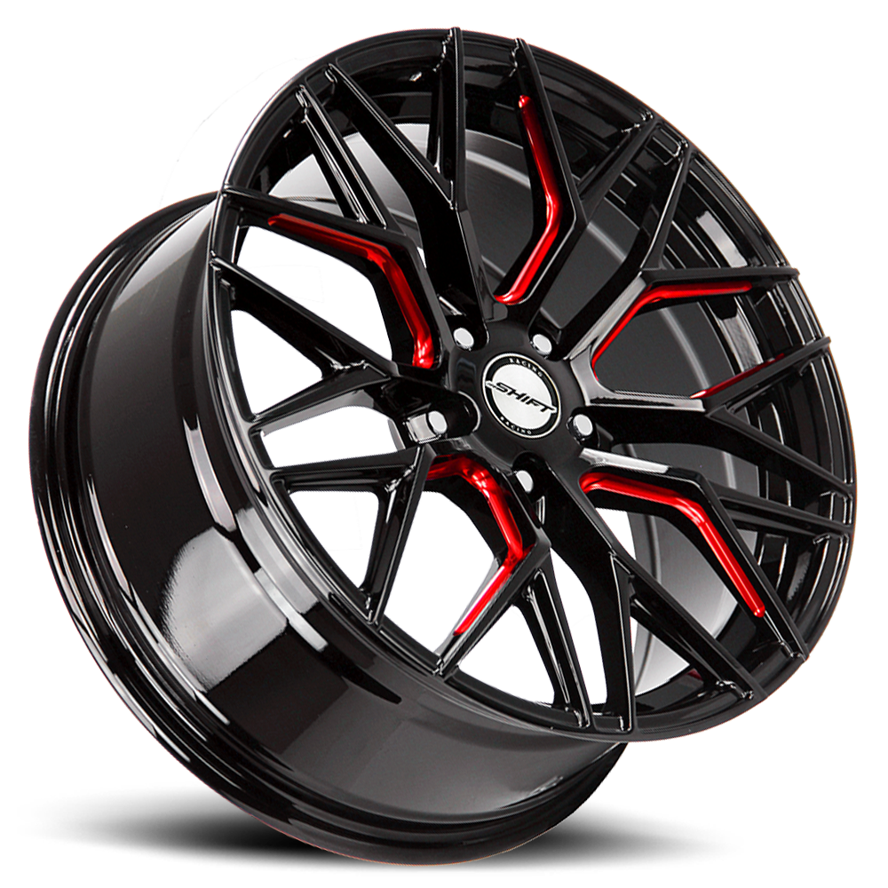 SHIFT H33 SPRING 20X8.5 35MM 5X100 GLOSS BLACK CANDY RED MILLED | H33050035GBMLR