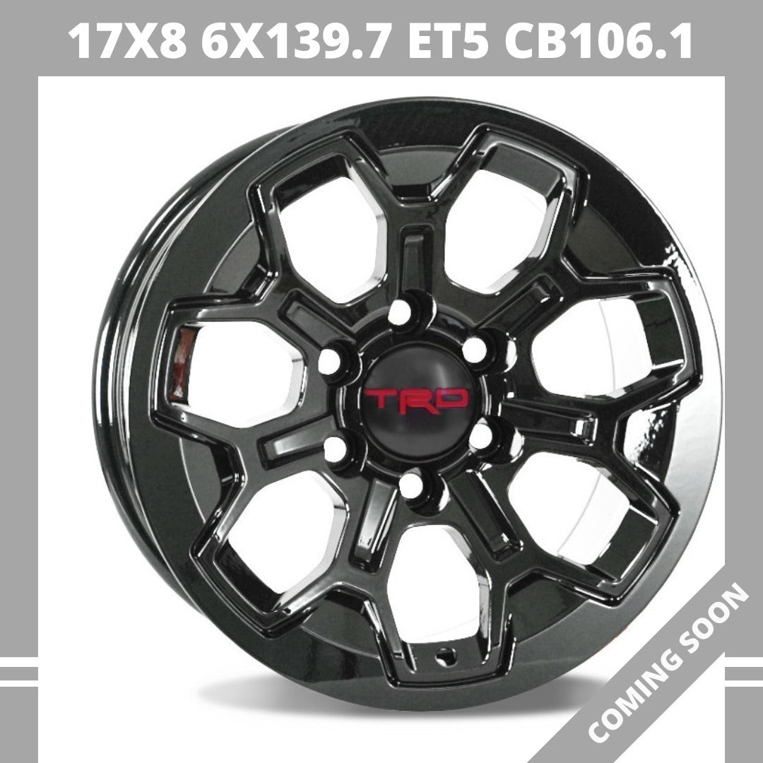 SET OF 4 TRD 17x8 6x139.7 ET5 CB106.1 Black