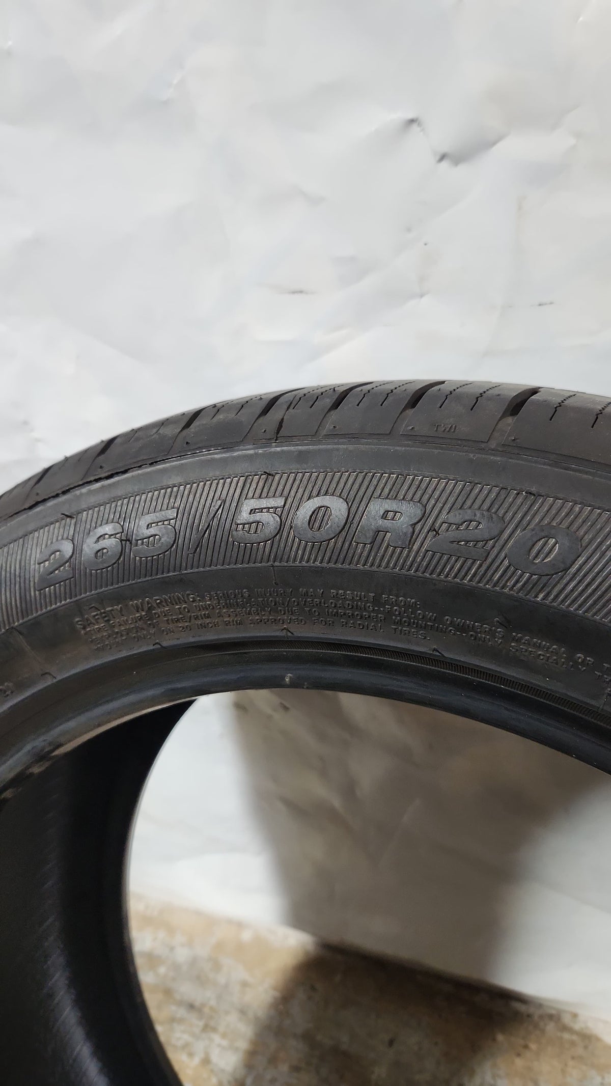 Set of 4 - 265/50R20 Roadone Cavalry H/T - Used Tires