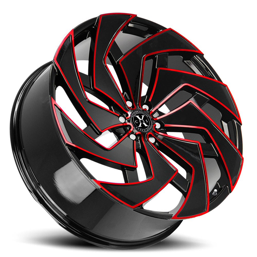 XCESS X04 X04 22X9 24MM 6X139.7 GLOSS BLACK CANDY RED MILLED | X04263924GBMLR