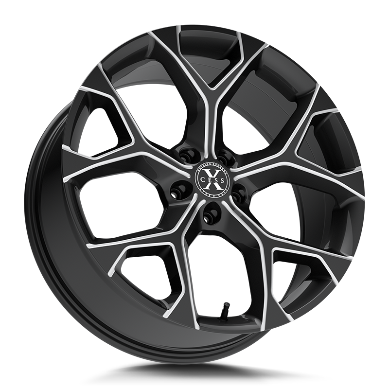 XCESS X05 5 FLAKE 18X8.5 35MM 4X100/4X114.3 GLOSS BLACK MILLED | X0588540035GBML