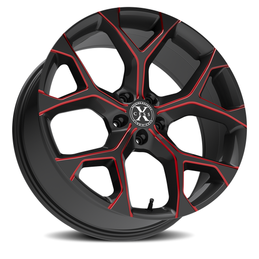 XCESS X05 5 FLAKE 24X9 35MM 5X114.3 GLOSS BLACK CANDY RED MILLED | X0549051435GBMLR