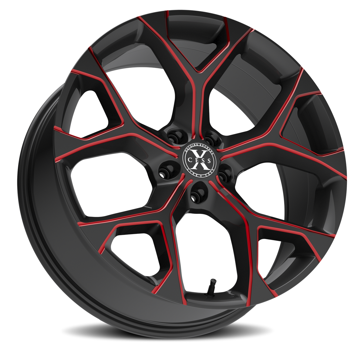 XCESS X05 5 FLAKE 20X8.5 35MM 5X120 GLOSS BLACK CANDY RED MILLED | X05052035GBMLR