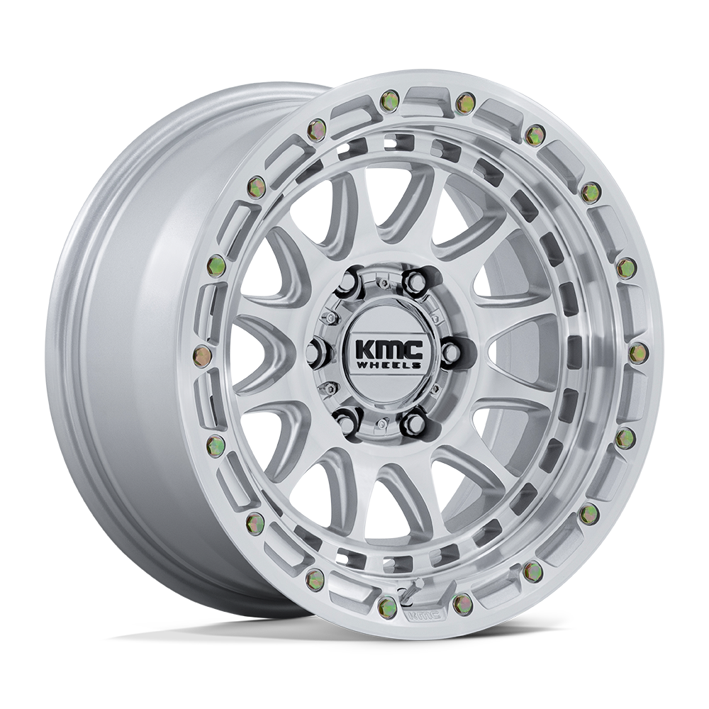 KMC KM556 CRUX 17X8.5 0 6X139.7 GLOSS SILVER W/ MACHINED FACE