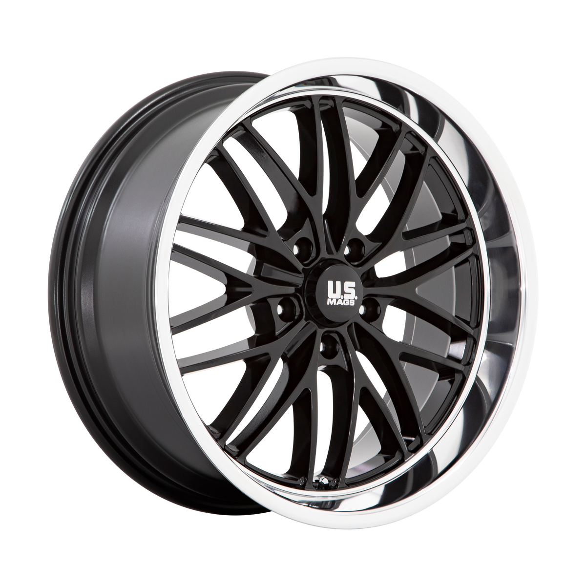 US Mag 1PC U138 SANTA CRUZ 20X8.5 6 5X120.65 GLOSS BLACK WITH DIAMOND CUT LIP