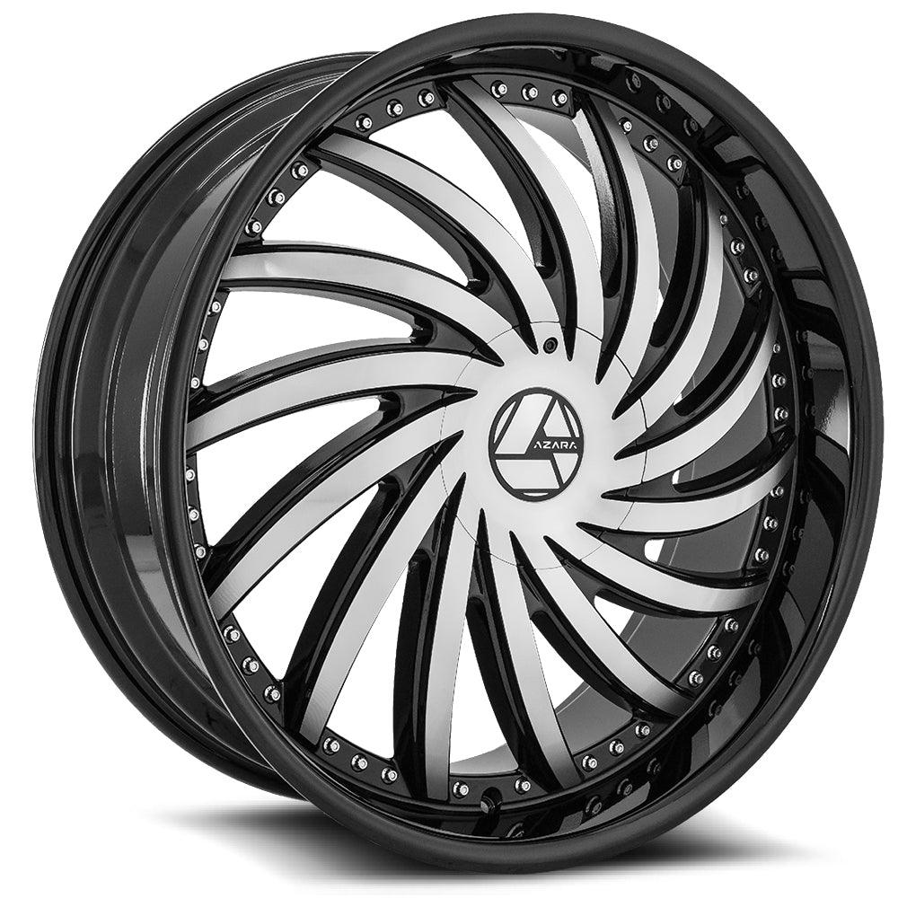 AZARA AZA-508 26X9.5 15 BLANK GLOSS BLACK & MACHINED