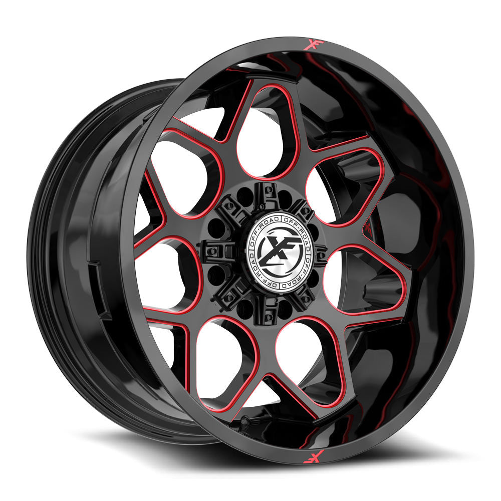 XF Off-Road XF-233 20x10 -24 8x165.1/8x170 Gloss Black & Red Milled XF-233201081651170-24GBRM