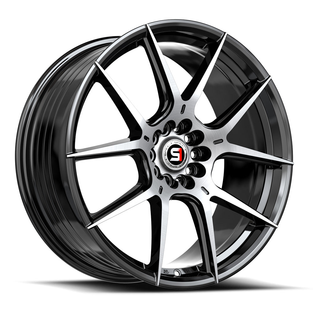 Spec-1 SP-71 18x8 38 4x100/4x114.3 Gloss Black & Machined SP-71188938BM