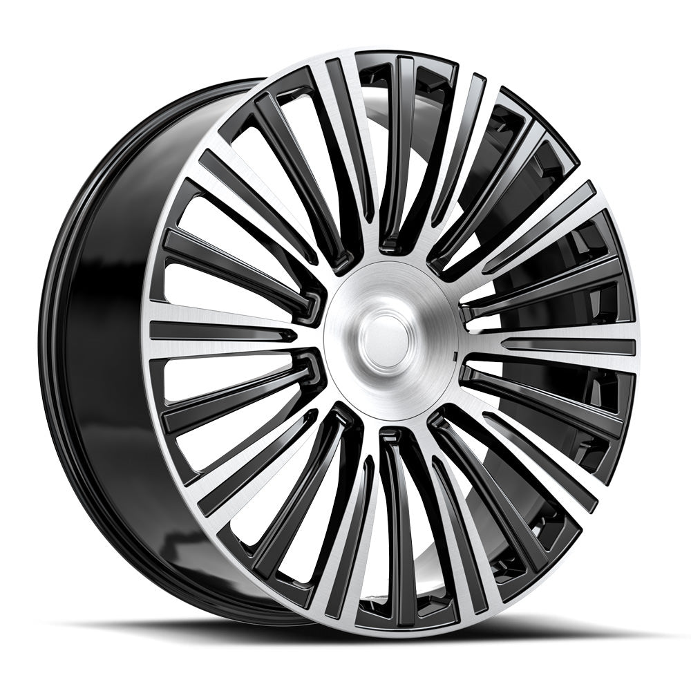 O.E. REVOLUTION CAD-35 22X9 31 6X139.7 GLOSS BLACK & MACHINED