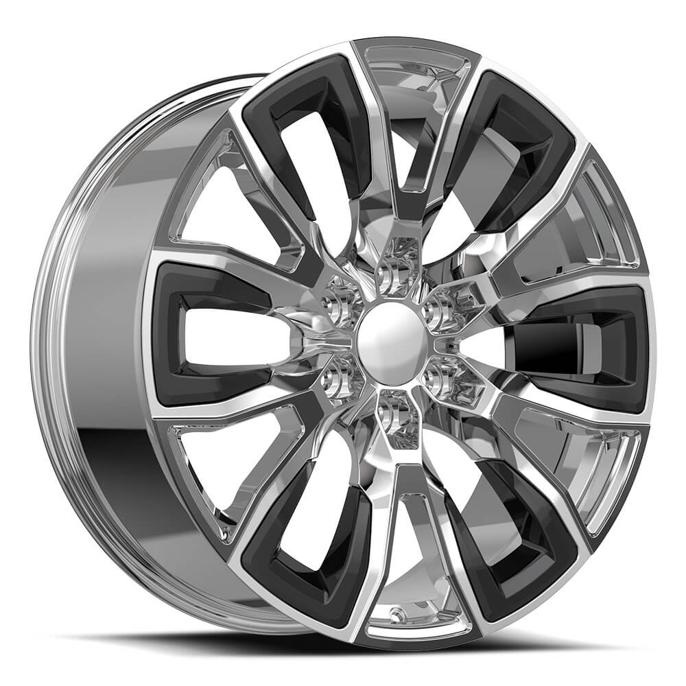 O.E. REVOLUTION G-37 22X9.0 31 6X139.7 NANO CHROME & BLACK INSERTS