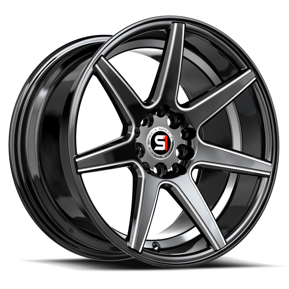 Spec-1 SP-73 17x7.5 42 5x114.3/5x120 Gloss Black Milled & Undercut SP-7317753842GBMU