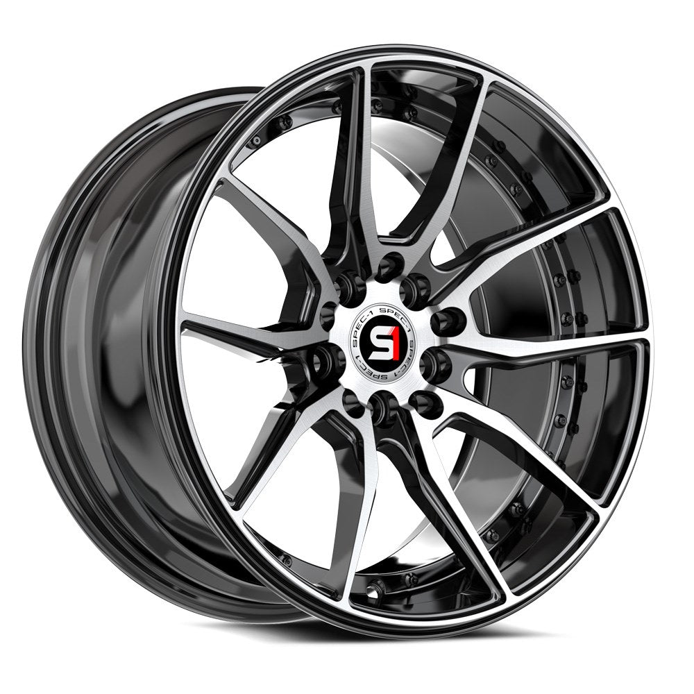 Spec-1 SP-77 16x8 20 4x100/4x114.3 Gloss Black & Machined SP-77168920BM