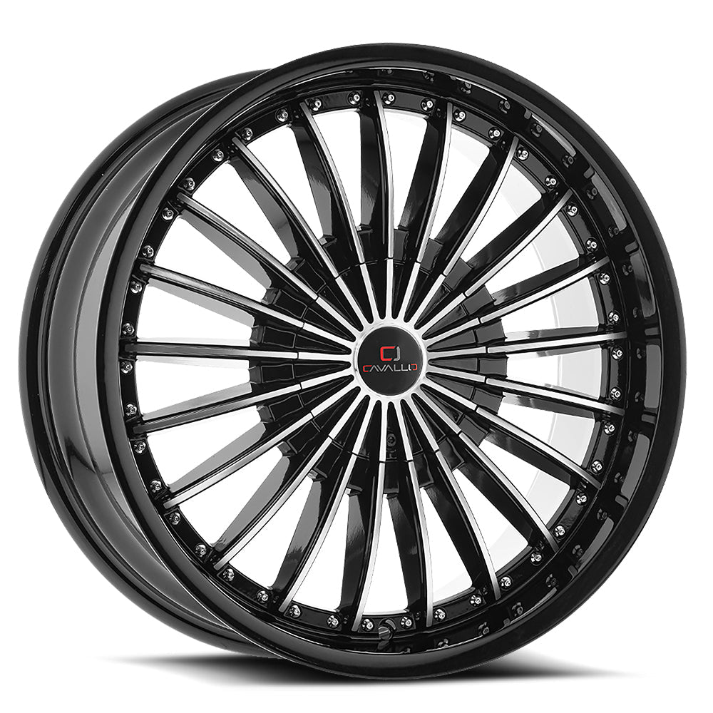 Cavallo CLV-32 22x8.5 38 5x110/5x114.3 Gloss Black & Machined CLV-32228551101143+38BM