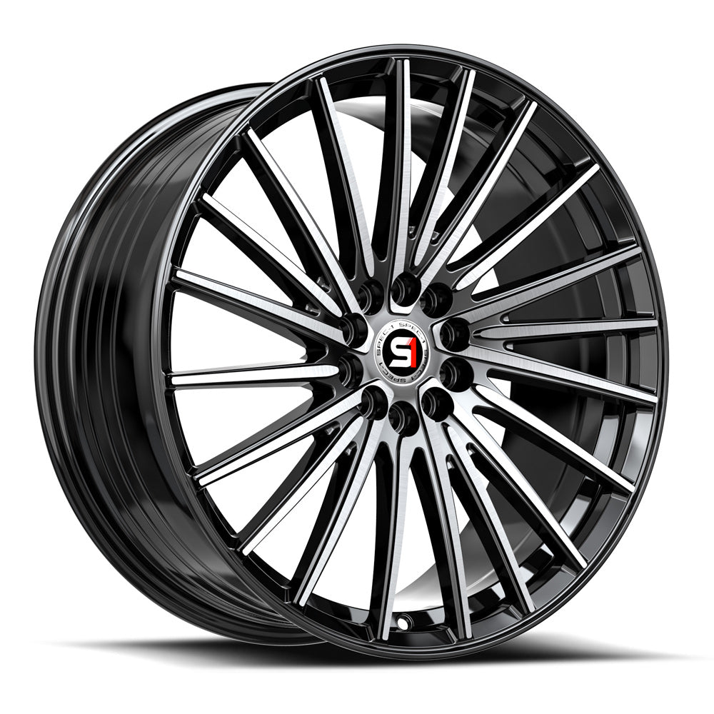 Spec-1 SP-68 17x7.5 42 5x108/5x114.3 Gloss Black & Machined SP-6817753242BM
