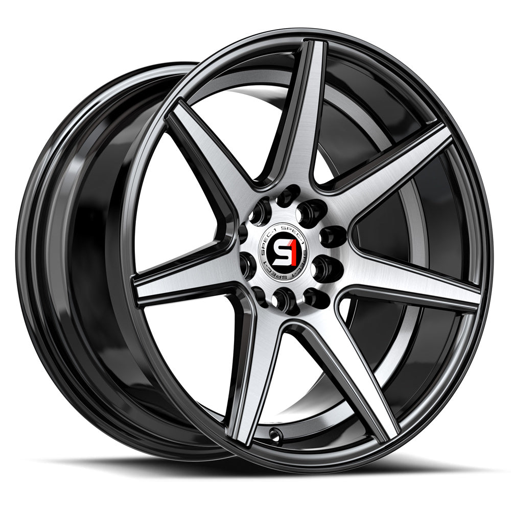 Spec-1 SP-73 17x7.5 42 5x114.3/5x120 Gloss Black & Machined & Undercut SP-7317753842BMU