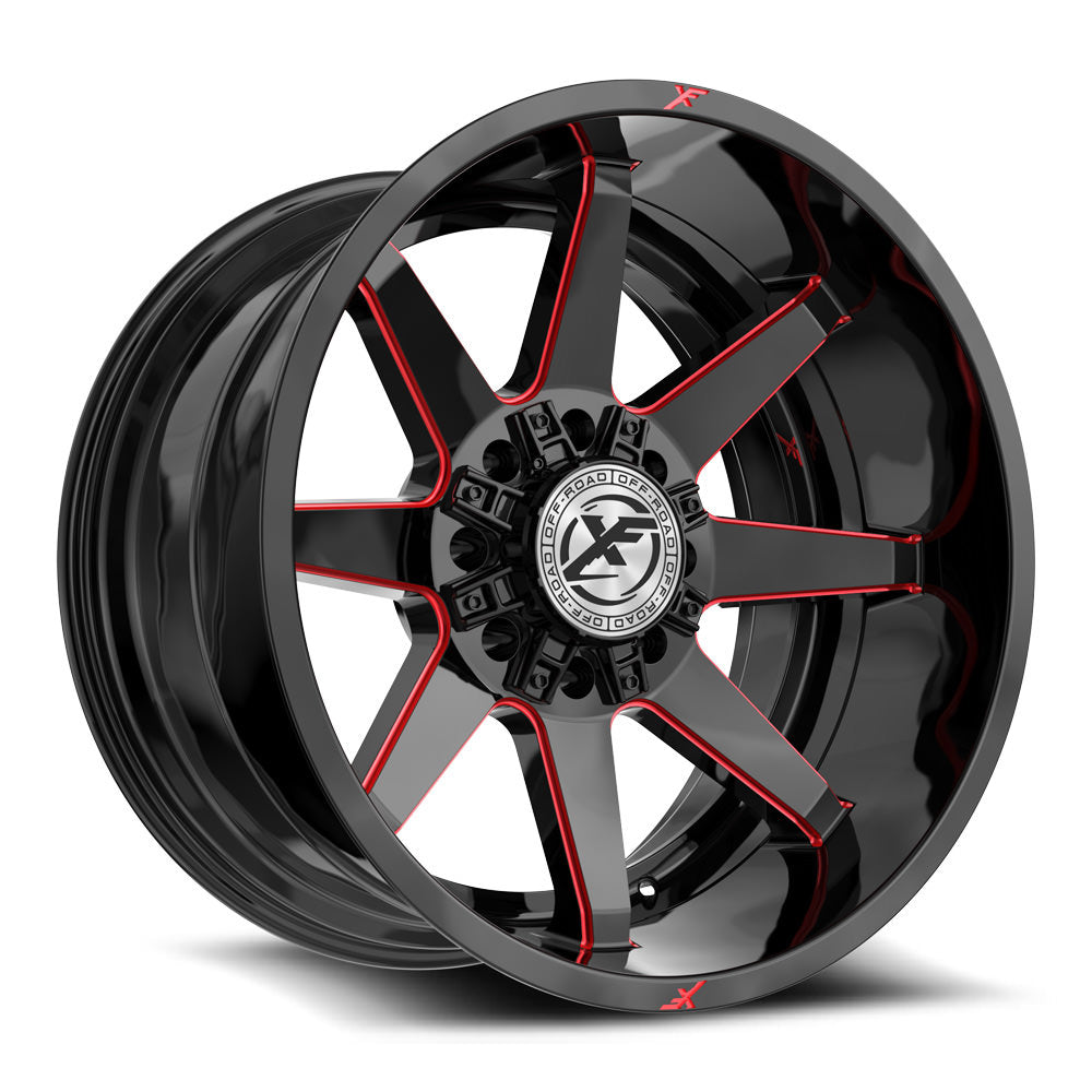 XF Off-Road XF-236 20x10 -24 8x165.1/8x170 Gloss Black & Red Milled XF-236201081651170-24GBRM